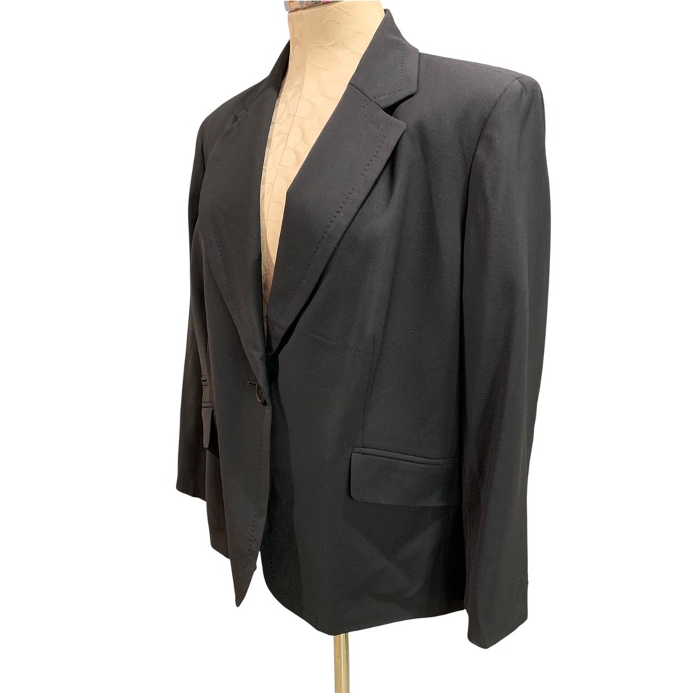 Size 14W Petite Talbots Womens Black Blazer Jacket Stretch Wool Blend